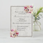 Witte Lelie Bloemige Marmeren Huwelijksreactiekaar Kaart (Staand voorkant)