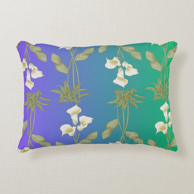 Witte Lelie bloemmotief patroon Accent Kussen (Voorkant)