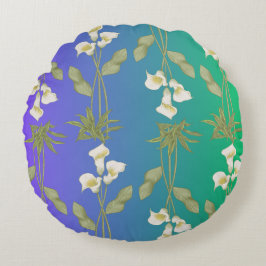 Witte Lelie bloemmotief patroon Rond Kussen