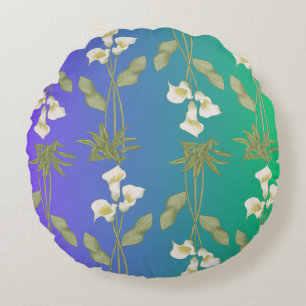 Witte Lelie bloemmotief patroon Rond Kussen