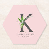 Witte lelie boeket bloemig monogram onderzetter va (Voorkant)