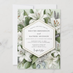 Witte Lelie Botanische Romantische Bruiloft Kaart