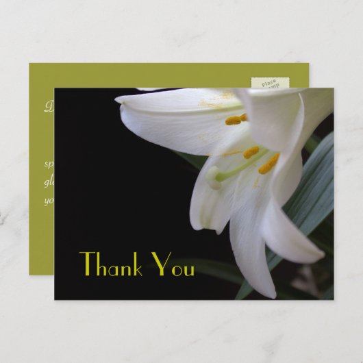 witte lelie bruiloft bedankt briefkaart (Voorkant / Achterkant)