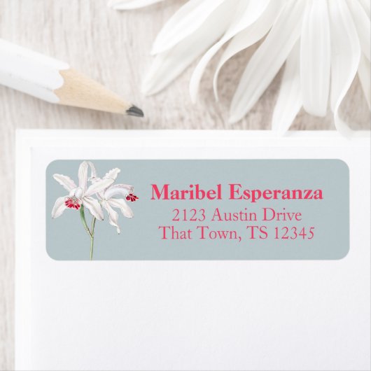 witte lelie | Dusky Blue Return-adreslabel Etiket (Insitu)
