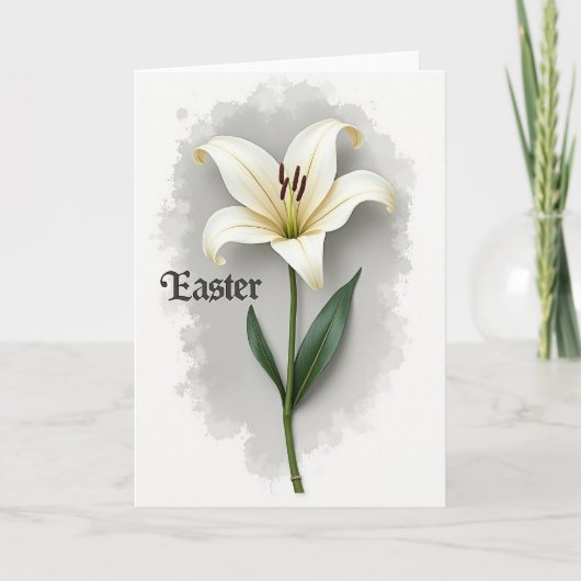 Witte lelie elegante bloem kaart (Voorkant)