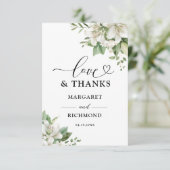 Witte Lelie Elegante Bloemen bruiloft Dank u Bedankkaart (Staand voorkant)