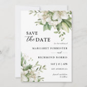 Witte Lelie Elegante Bloemen Huwelijk Save The Dat Kaart (Voorkant)