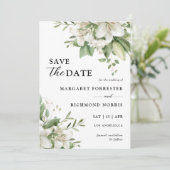Witte Lelie Elegante Bloemen Huwelijk Save The Dat Kaart (Staand voorkant)