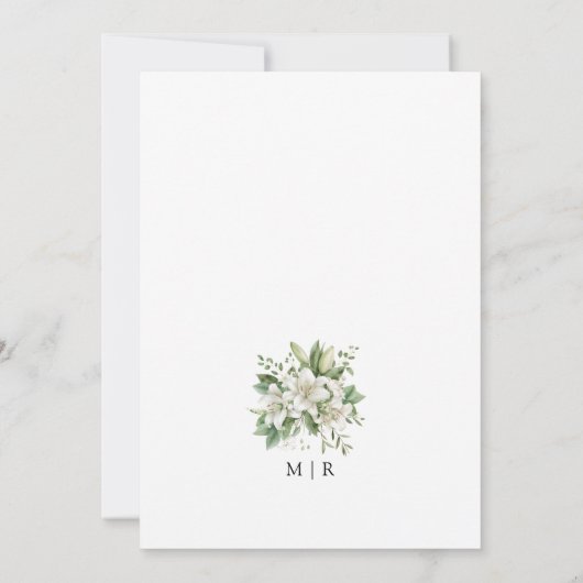 Witte Lelie Elegante Bloemen Huwelijk Save The Dat Kaart (Achterkant)