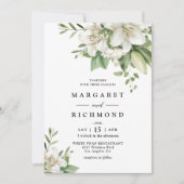 Witte Lelie Elegante Waterverf Bloemenbruiloft Kaart (Voorkant)