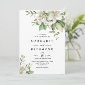 Witte Lelie Elegante Waterverf Bloemenbruiloft Kaart (Staand voorkant)