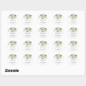 Witte Lelie Elegante Waterverf Bloemenbruiloft Ronde Sticker (Vel)