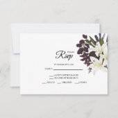 Witte Lelie en Plum Bloemen Huwelijk RSVP Kaarten (Voorkant)