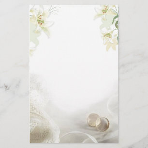 Witte lelie en ringen Trouwbriefpapier Briefpapier