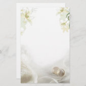 Witte lelie en ringen Trouwbriefpapier Briefpapier (Voorkant / Achterkant)