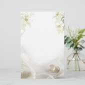 Witte lelie en ringen Trouwbriefpapier Briefpapier (Staand voorkant)