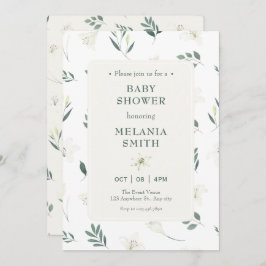 Witte lelie floral baby shower kaart