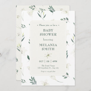 Witte lelie floral baby shower kaart