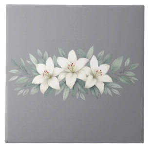 Witte Lelie Floral Elegant Botanisch Accent Tegeltje