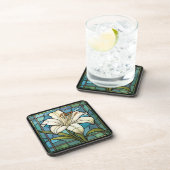 Witte Lelie Glas in lood Bier Onderzetter (Rechterzijde)