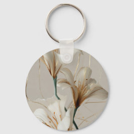 Witte Lelie Goud Minimalistische Elegante Neutraal Sleutelhanger