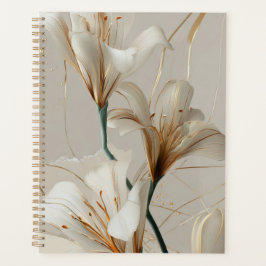 Witte Lelie Goud Minimalistische Elegante Neutrale Planner