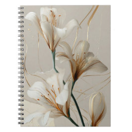Witte lelie gouden minimalistische elegante neutra notitieboek