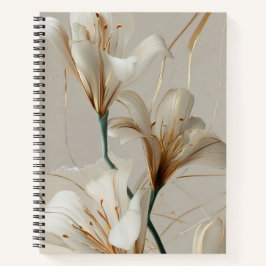 Witte lelie gouden minimalistische elegante neutra notitieboek