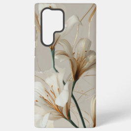 Witte lelie gouden minimalistische elegante neutra samsung galaxy hoesje
