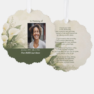 Witte Lelie Herdenkingsgebedskaart Foto Aandenken Ornament Kaart
