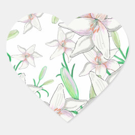 Witte Lelie Illustratie Hart Sticker