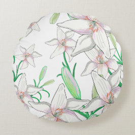 Witte Lelie Illustratie   Rond Kussen