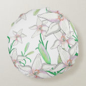 Witte Lelie Illustratie   Rond Kussen (Achterkant)
