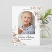 Witte lelie overlijdensbericht spaanse uitnodiging (Staand voorkant)