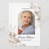 Witte lelie overlijdensbericht spaanse uitnodiging (Voorkant / Achterkant)