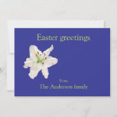 Witte lelie Pasen groeten Plat kerstkaart (Voorkant)