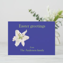 Witte lelie Pasen groeten Plat kerstkaart