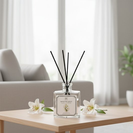 Witte Lelie Reeds Diffusor Label