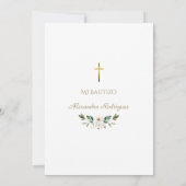 Witte Lelie Roos Bautizo Met Bloemen Goud Doop  Kaart (Achterkant)