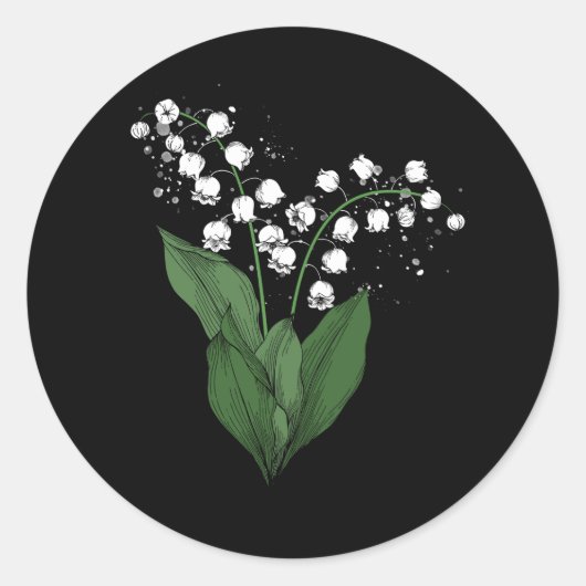 Witte Lelie van de Vallei Lente Bloem Waterverf Ronde Sticker (Voorkant)