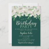 Witte Lelie Verjaardag Elegante Smaragdgroene Bloe Kaart (Voorkant)