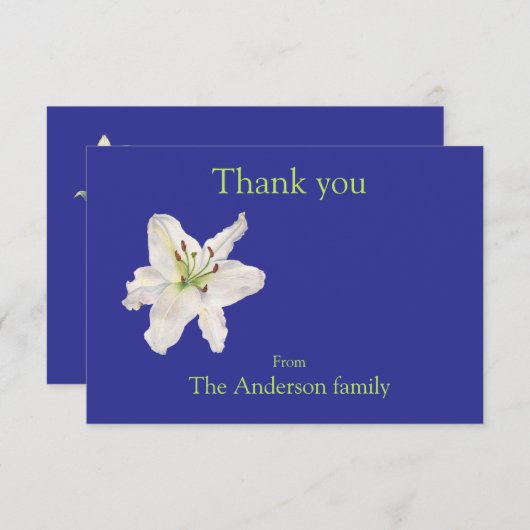 Witte lelie waterverf Flat Bedankt Card (Voorkant / Achterkant)