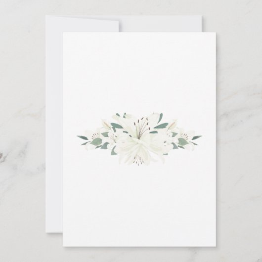 Witte lelie waterverf save the date uitnodiging (Achterkant)