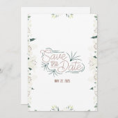 Witte lelie waterverf save the date uitnodiging (Voorkant / Achterkant)