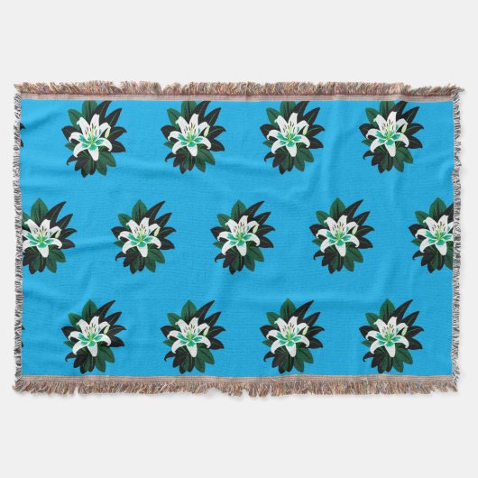 Witte leliebloem met donkergroene bladeren deken (Voorkant)