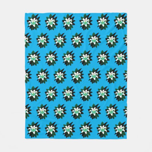 Witte leliebloem met donkergroene bladeren fleece deken (Voorkant)