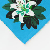Witte leliebloem met donkergroene bladeren fleece deken (Hoek)