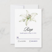 Witte leliebloem RSVP kaartje (Voorkant)