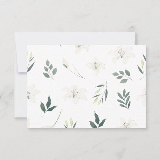 Witte leliebloem RSVP kaartje (Achterkant)