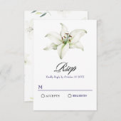 Witte leliebloem RSVP kaartje (Voorkant / Achterkant)